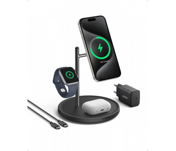 Anker MagGo Wireless Charging Station Qi 2.0 15W 3-in-1 czarna - 1274252 - zdjęcie 2